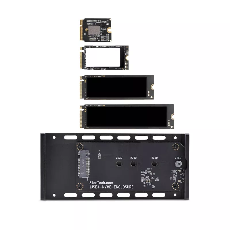 StarTech.com USB4 M.2 NVMe-Gehäuse, 40 Gbit/s, externes USB-C/Thunderbolt NVMe SSD-Gehäuse, Aluminium-Kühlkörpergehäuse, B+M/M-Key