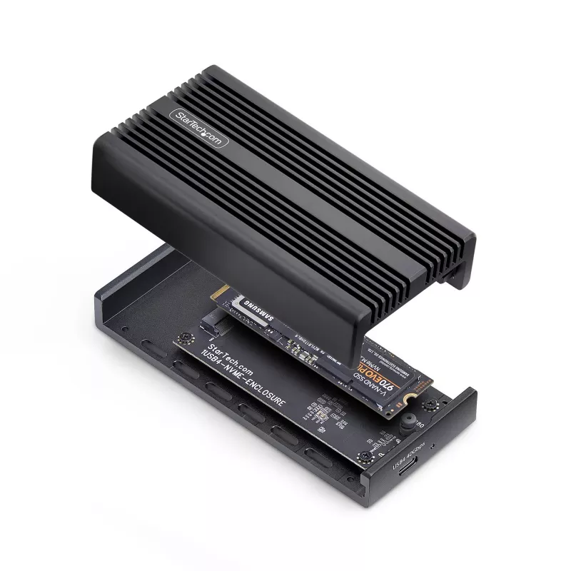 StarTech.com USB4 M.2 NVMe-Gehäuse, 40 Gbit/s, externes USB-C/Thunderbolt NVMe SSD-Gehäuse, Aluminium-Kühlkörpergehäuse, B+M/M-Key