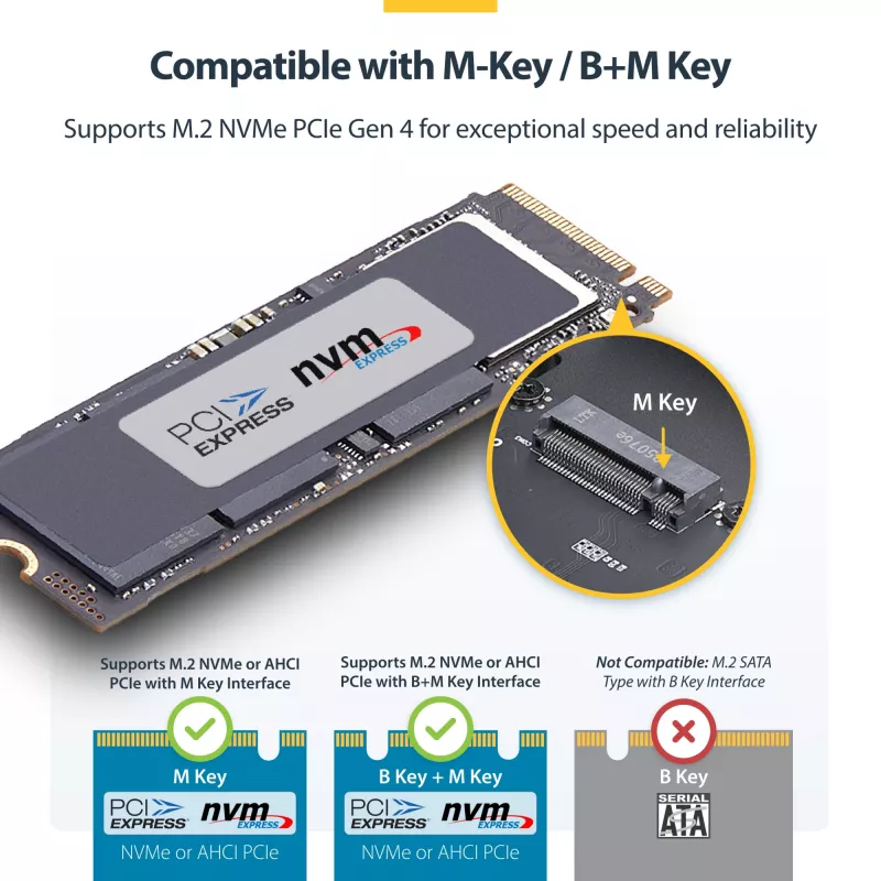 StarTech.com USB4 M.2 NVMe-Gehäuse, 40 Gbit/s, externes USB-C/Thunderbolt NVMe SSD-Gehäuse, Aluminium-Kühlkörpergehäuse, B+M/M-Key