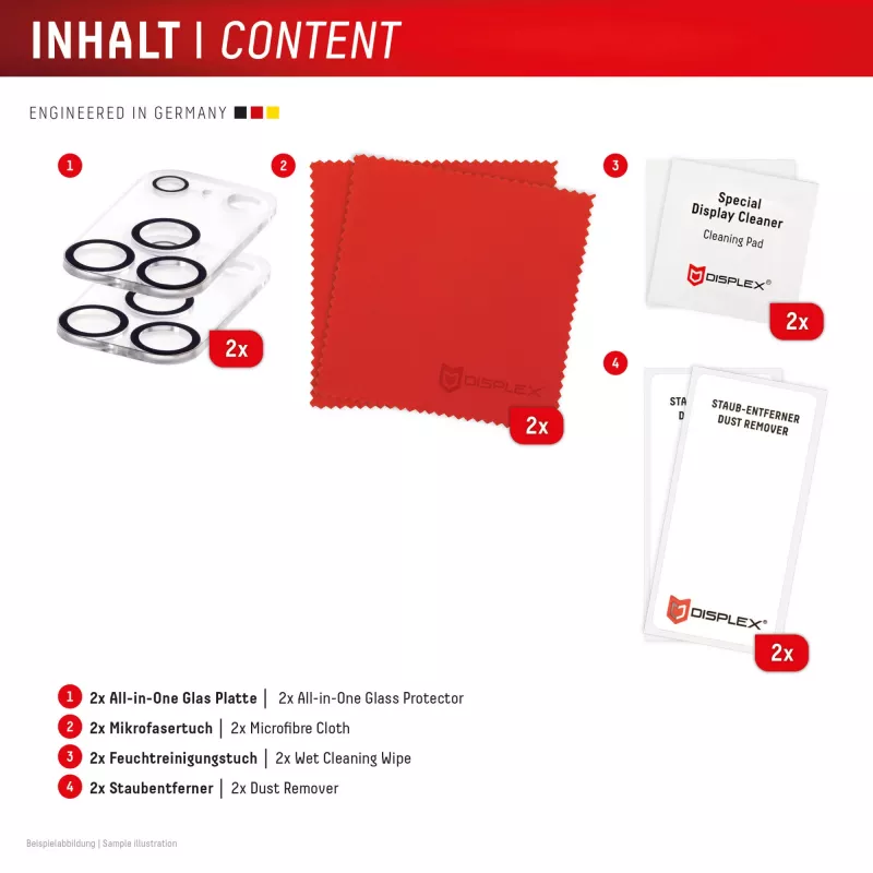 Displex Full Cover Kameralinsen-Schutzglas iPhone 17 Pro Max, 10H, Kompletter Kameraschutz, Schnellmontage, 2er-Pack