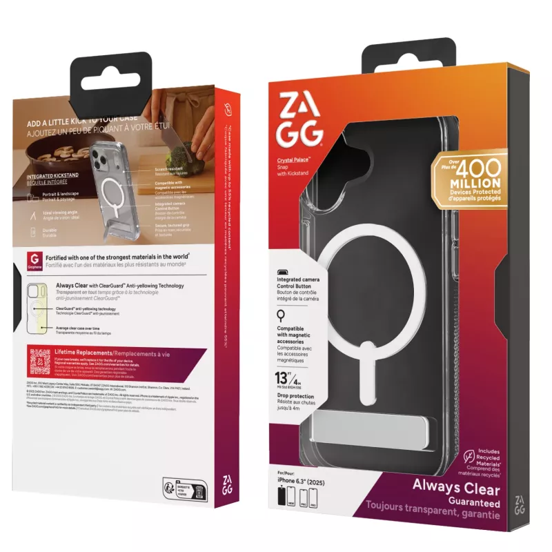 Cover ZAGG Crystal Palace Snap Kickstand Case für Apple iPhone 17 Transparent