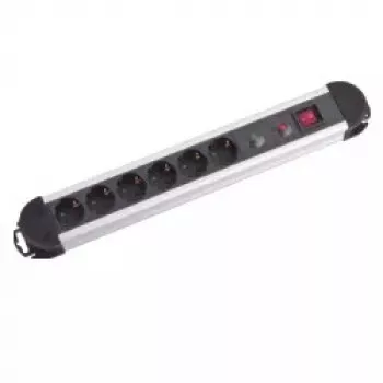 Power Extension M-Cab POW0001 2m 6 AC Outlets Indoor Schwarz Silver