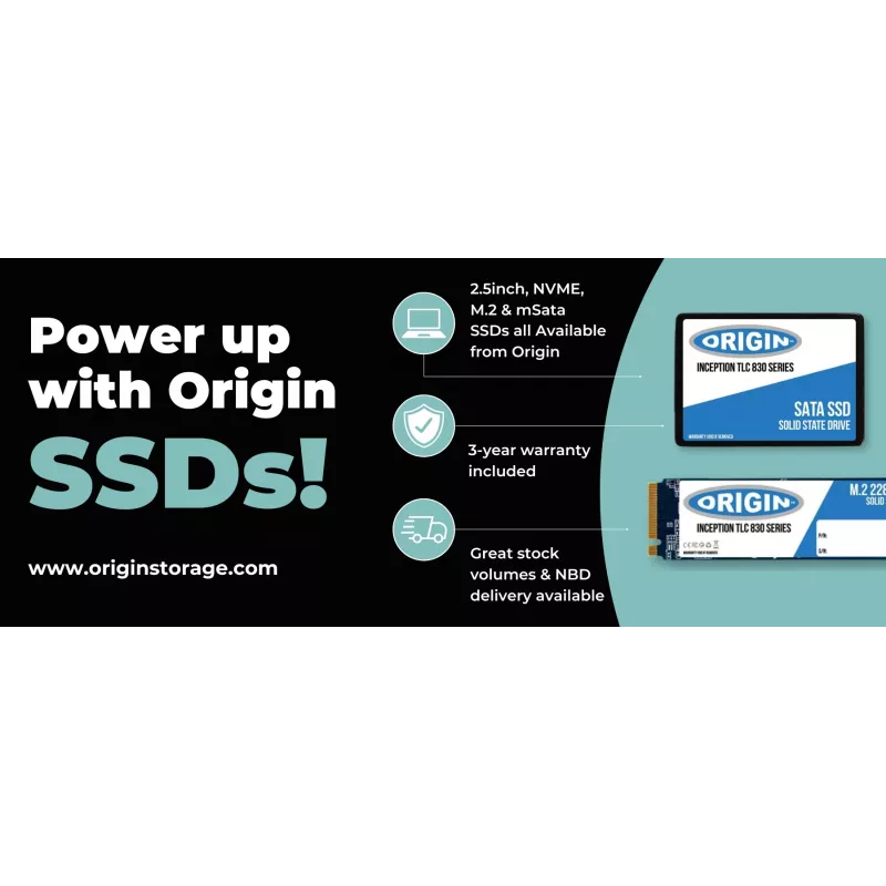 SSD Origin Inception 1TB NVMe M.2 3D TLC (80mm) — 2100MB/s Lesen, 1900MB/s Schreiben