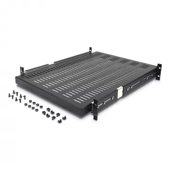 StarTech.com 2U Sliding Server Rack Mount Shelf - 20 to 30in Adjustable Mounting Depth - Vented - 50lb - Heavy Duty Universal 19” Rack Shelf for Equipment Rack - 24in Deep