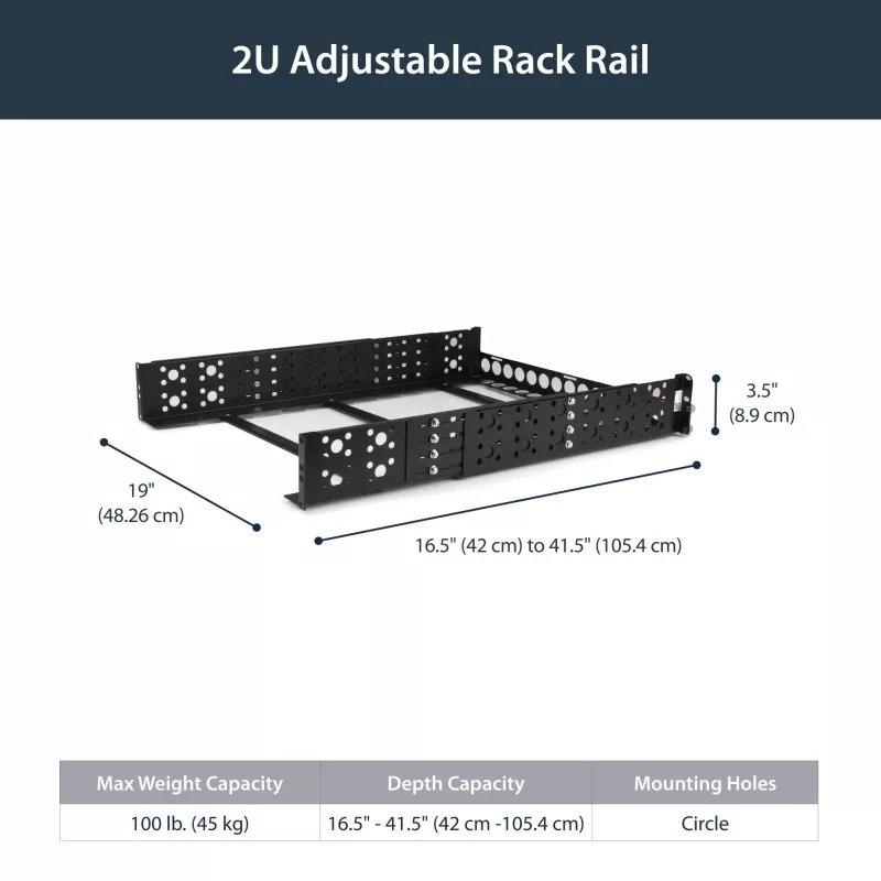 StarTech.com 2U Feste 19-Zoll Universal-Server-Rackschienen mit einstellbarer Tiefe