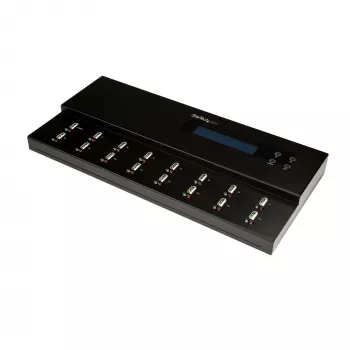 StarTech.com Standalone 1-zu-15 USB-Stick-Duplizierer und -Löscher, Multiples USB-Flash-Laufwerk-Kopierer, System- und Datei- sowie Gesamtlaufwerks-Kopie mit 1,5 GB/min, Einzel- und 3-fach-Löschung, LCD-Anzeige – TAA