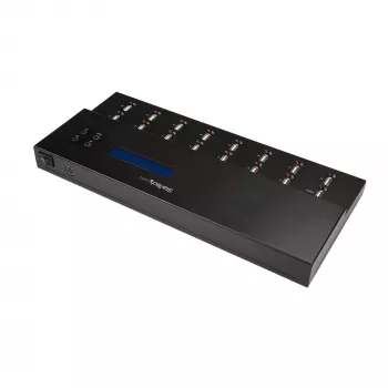 StarTech.com Standalone 1-zu-15 USB-Stick-Duplizierer und -Löscher, Multiples USB-Flash-Laufwerk-Kopierer, System- und Datei- sowie Gesamtlaufwerks-Kopie mit 1,5 GB/min, Einzel- und 3-fach-Löschung, LCD-Anzeige – TAA