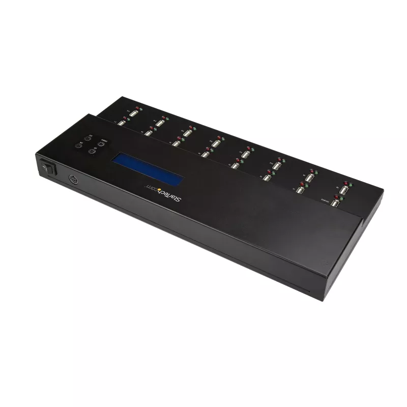 StarTech.com Standalone 1-zu-15 USB-Stick-Duplizierer und -Löscher, Multiples USB-Flash-Laufwerk-Kopierer, System- und Datei- sowie Gesamtlaufwerks-Kopie mit 1,5 GB/min, Einzel- und 3-fach-Löschung, LCD-Anzeige – TAA