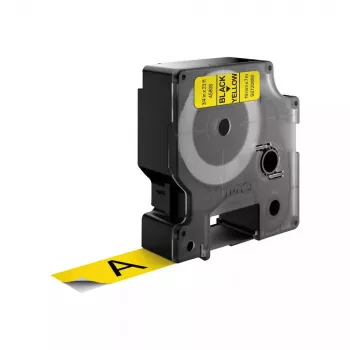 DYMO Authentic D1 Labels | Schwarzer Druck auf gelbem Band | 19 mm x 7 m | Selbstklebende Etiketten für LabelManager Etikettendrucker | Hergestellt in Europa