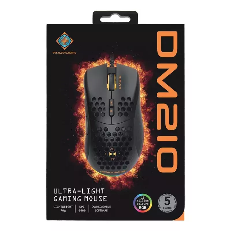 Gaming-Maus Deltaco DM210 Kabel Ultrathin RGB Schwarz