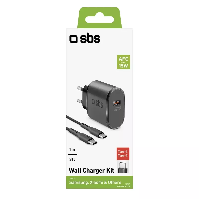 Mobiles Ladegerät SBS TEKITTRTC15W Universal Schwarz AC Schnellladung