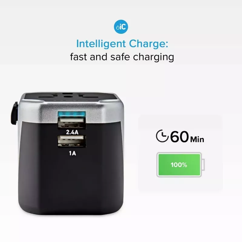Netzteil für Mobilgeräte SBS Mobile TEADAPT2USBUNI — schwarz/silber, USB-Adapter