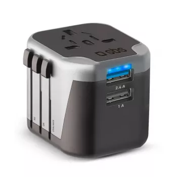 Netzteil für Mobilgeräte SBS Mobile TEADAPT2USBUNI — schwarz/silber, USB-Adapter