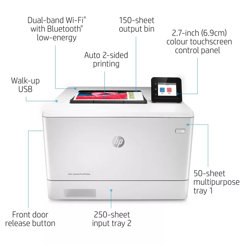 HP Color LaserJet Pro M454dw, Drucken, Front-USB-Druck; Duplexdruck