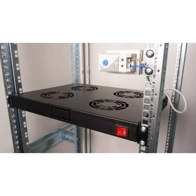 Equip Kühlventilatoren 19', 1U, 4 Lüfter, RAL9005 Schwarz