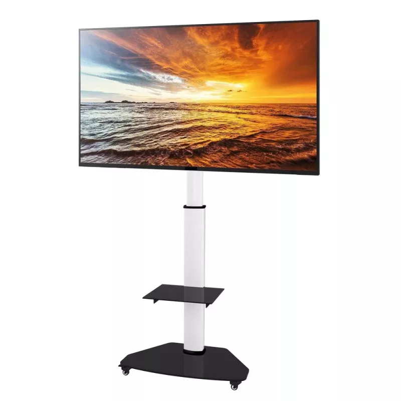 Techly Bodenständer mit Ablagewagen TV LCD/LED/Plasma 37-70 Zoll Weiß