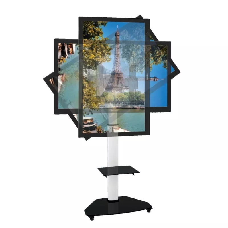 Techly Bodenständer mit Ablagewagen TV LCD/LED/Plasma 37-70 Zoll Weiß