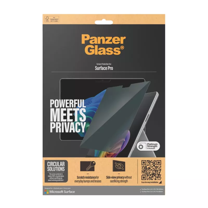 PanzerGlass ® Blickschutz-Displayschutzfolie Microsoft Surface Pro X | Pro 8 | Pro 9 | Pro 10 | Pro 11th Edition | Ultra-Wide Fit