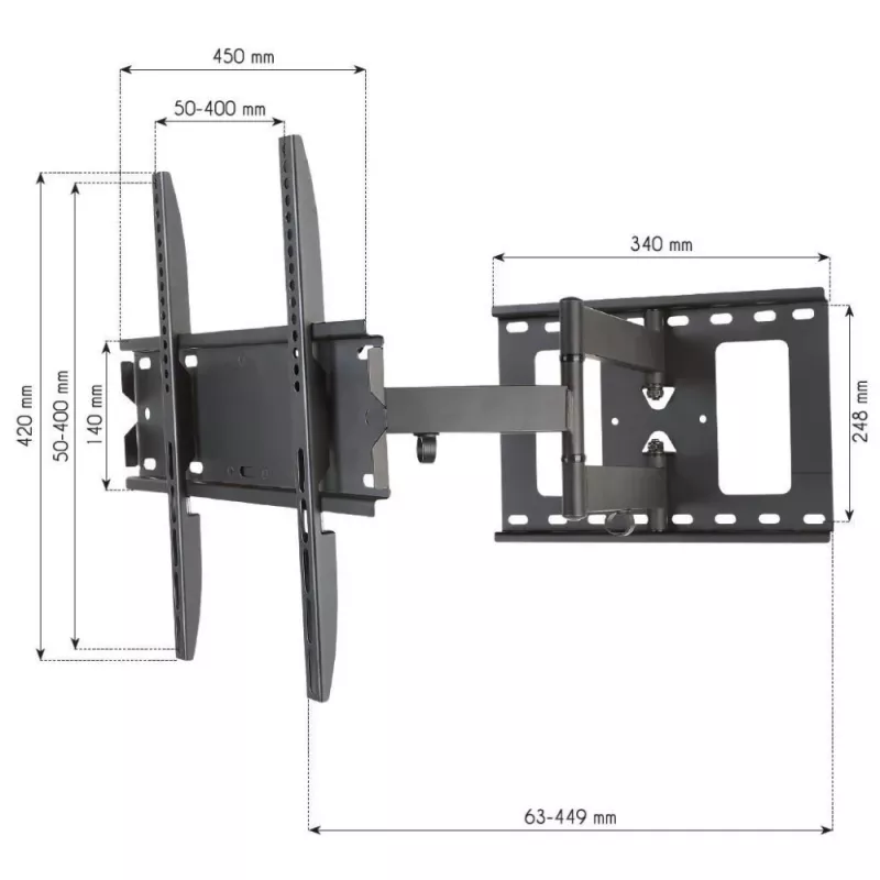 Techly ICA-PLB 148M TV-Wandhalterung 139,7 cm (55 Zoll) Schwarz
