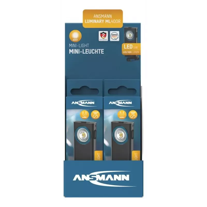 Schlüsselbund-Taschenlampe Ansmann ML400R Schwarz LED 5W USB-aufladbar