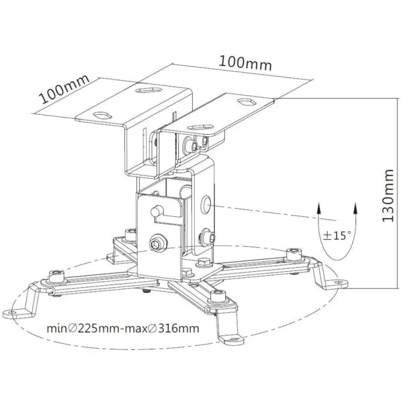 Techly Projektor-Deckenhalterung Verlängerung 130 mm Silber ICA-PM 2S