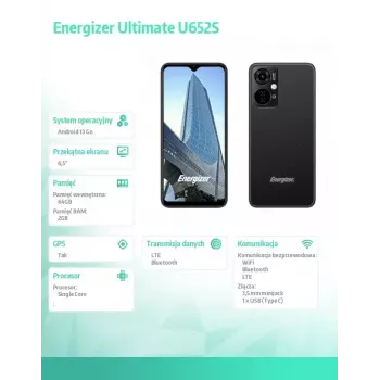 Smartphone Energizer U652SEU, 6,51 Zoll Display, 64 GB Speicher, schwarz