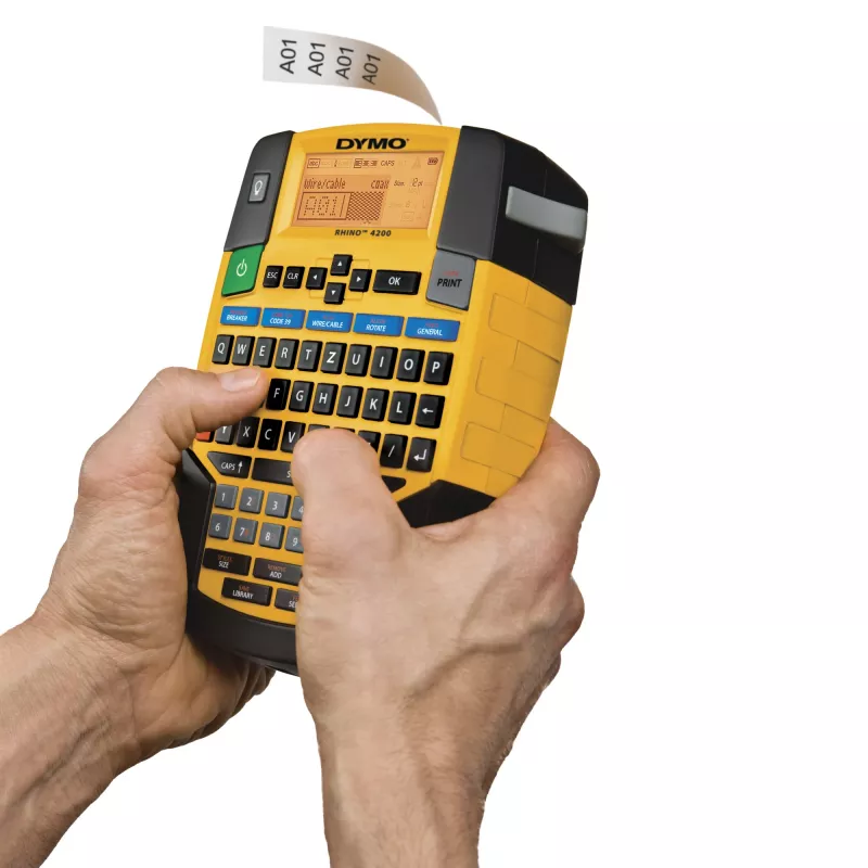 DYMO RHINO 4200 Industrielles Beschriftungsgerät | QWERTY-Tastatur & zeitsparende Hotkeys | Robustes Etikettendrucker für Baustellen und anspruchsvolle Beschriftungsaufgaben