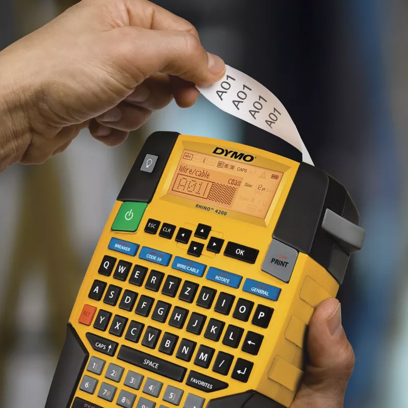 DYMO RHINO 4200 Industrielles Beschriftungsgerät | QWERTY-Tastatur & zeitsparende Hotkeys | Robustes Etikettendrucker für Baustellen und anspruchsvolle Beschriftungsaufgaben