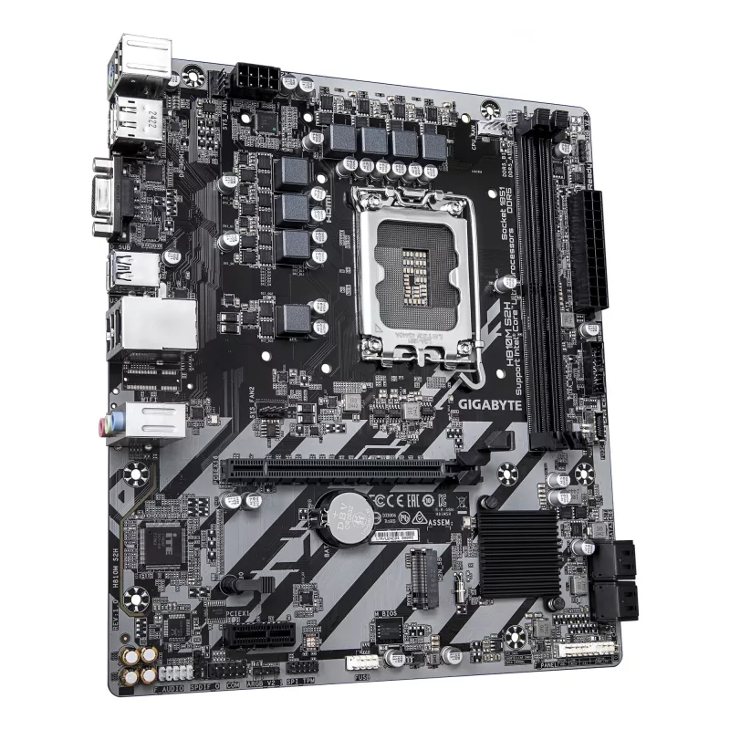 GIGABYTE H810M S2H Mainboard - Intel Core Ultra (Serie 2) CPUs, 4+1+2 Phasen VRM, bis zu 6400MHz DDR5, 1xPCIe 4.0 M.2, 1GbE LAN, USB 3.2 Gen 1