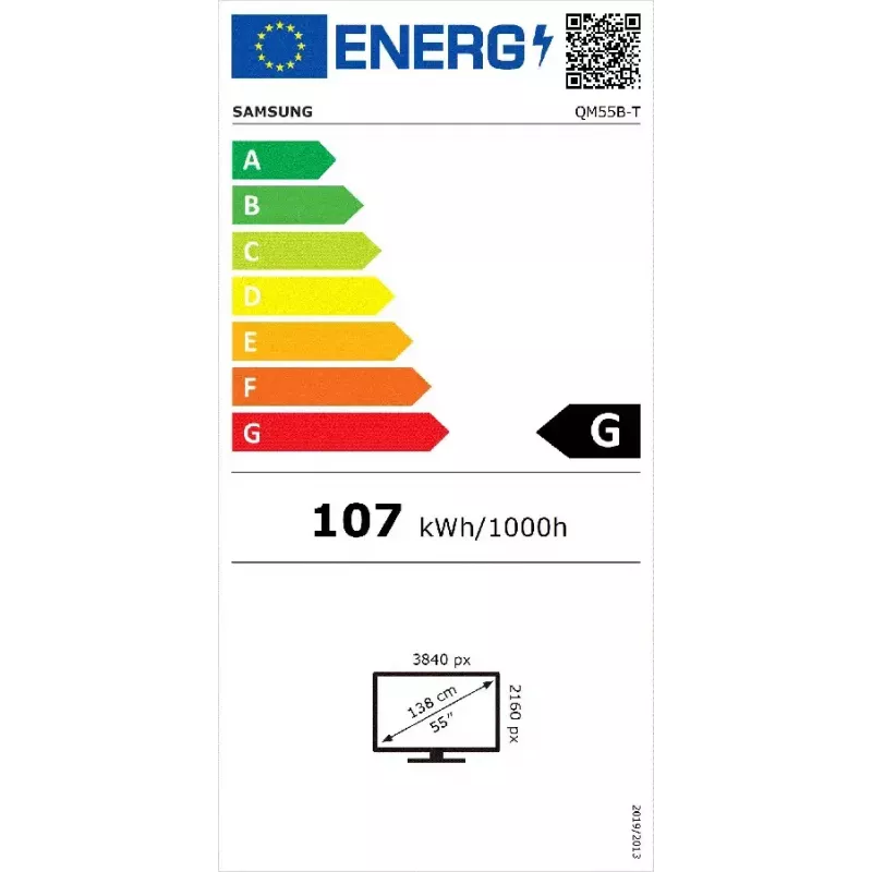 Digital-Signage-Flachbildschirm Samsung QM55B-T 55 Zoll LCD 4K Ultra HD VA, 400 cd/m², Tizen 6.5, Touchscreen