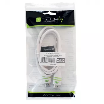 Techly 2m High Speed HDMI-Kabel mit Ethernet A/A M/M Weiß ICOC HDMI-4-020WH