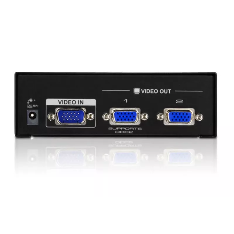 ATEN 2-Port VGA Video Splitter (450 MHz), VGA, 2x VGA, 2048 x 1536 Pixel, Schwarz, Metall, QXGA