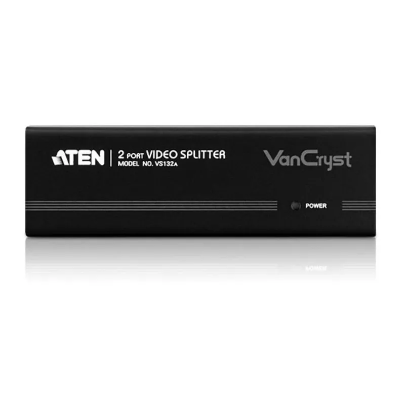 ATEN 2-Port VGA Video Splitter (450 MHz), VGA, 2x VGA, 2048 x 1536 Pixel, Schwarz, Metall, QXGA