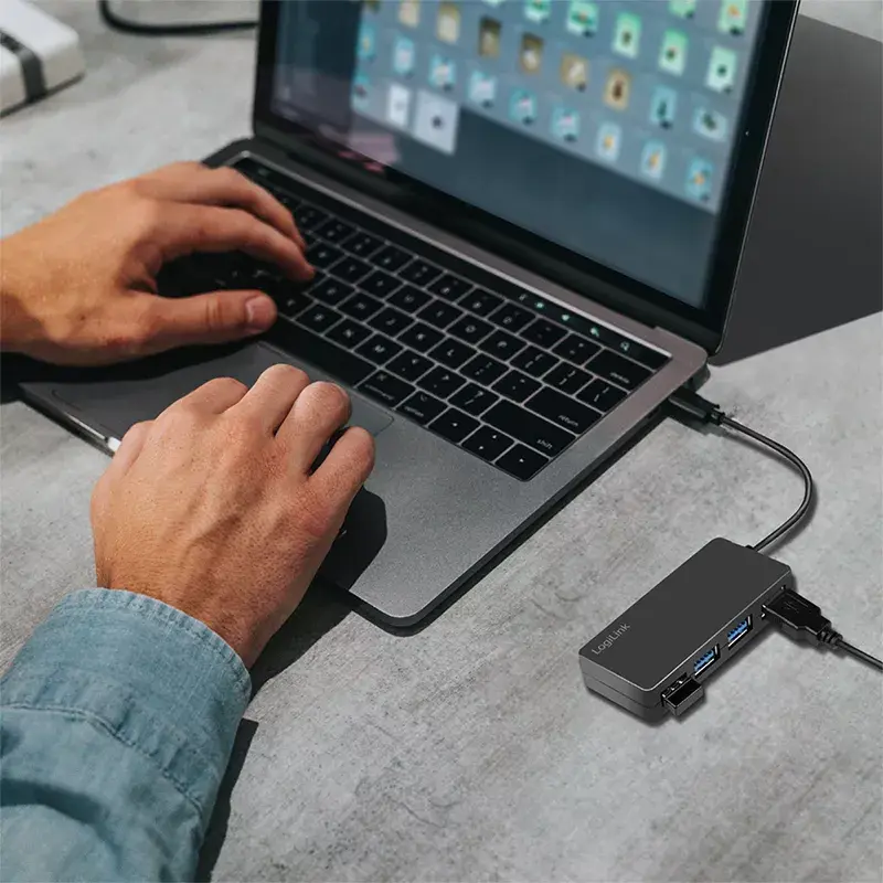 LogiLink USB 3.2 Gen1 4-Port-Hub schwarz 5000 Mbit/s ABS