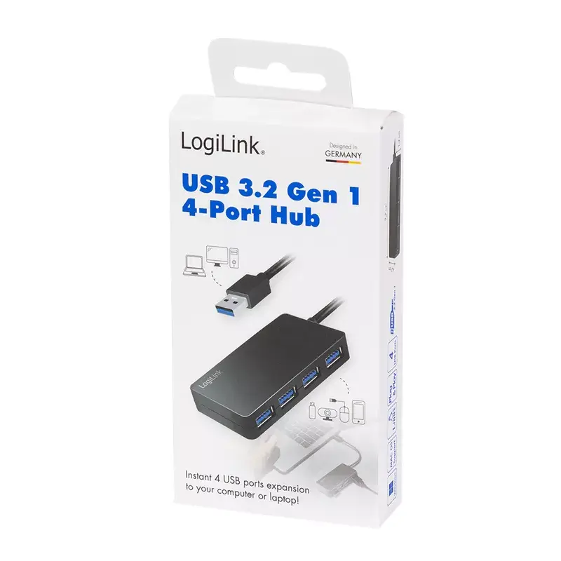 LogiLink USB 3.2 Gen1 4-Port-Hub schwarz 5000 Mbit/s ABS
