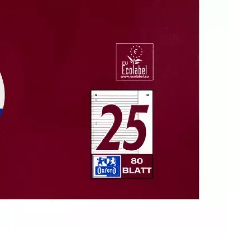 Schreibheft Oxford 100050355 A4 80 Blatt Bordeaux