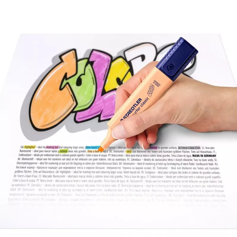 Marker Staedtler 364 C 10 Stk. Keilspitze Schwarz Braun Hellblau Hellgrau Limette Mint Pfirsich Rosa Violett Gelb