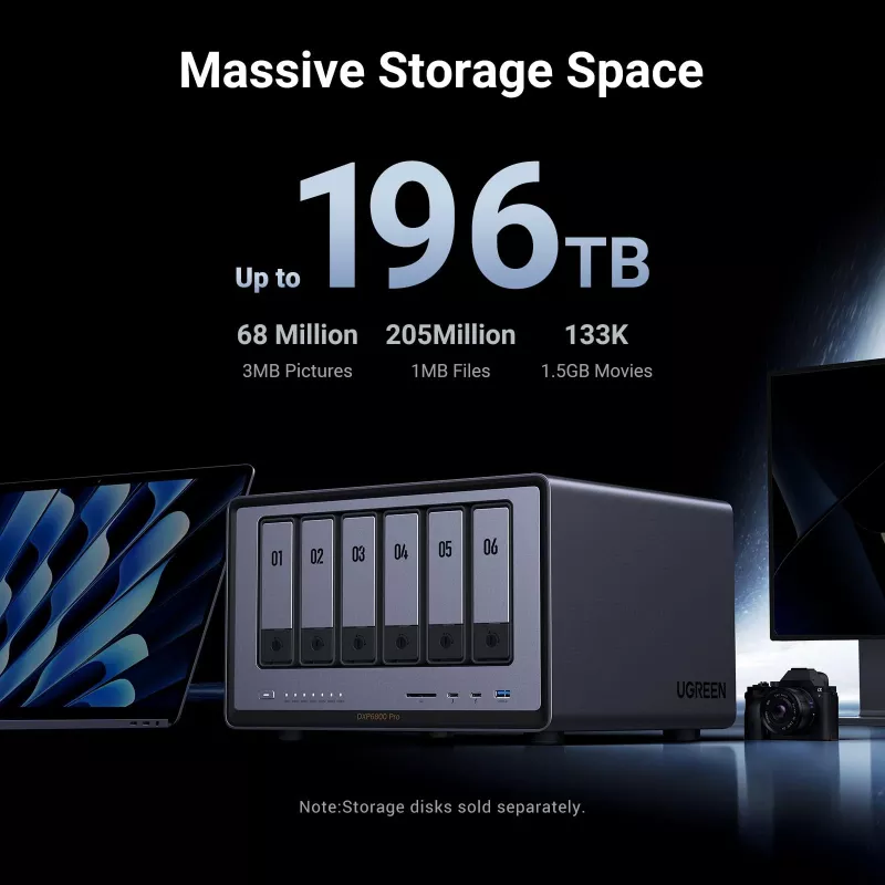 Ugreen DXP6800 Pro NAS Desktop Intel® Core™ i5 8 GB DDR5 Grau, Schwarz