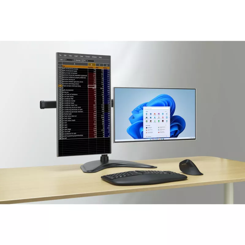 Kensington SmartFit Ergo Freistehender Dual-Monitor-Ständer, freistehend, 20 kg, 68,6 cm (27 Zoll), 100 x 100 mm, Höhenverstellung, Schwarz