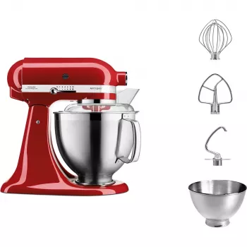 Küchenmaschine KITCHENAID Artisan 5KSM185PS, 4,8 L Edelstahlschüssel, 300 W, 10 Geschwindigkeiten, rot