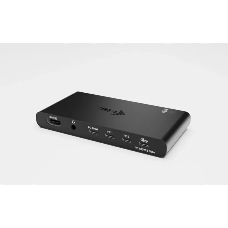 KVM Docking Station i-tec für 2 Hosts HDMI, USB-C Host-Schnittstelle, PD 2×100W, 4K@60Hz, 2×USB-A