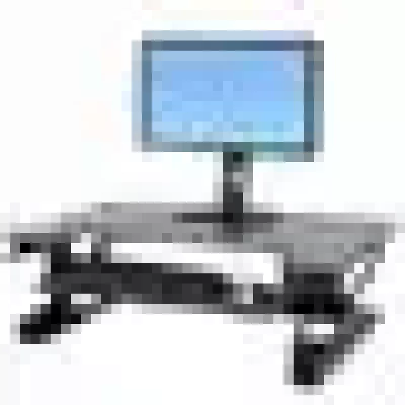 Schreibtisch-Konverterstand ERGOTRON WorkFit-T Schwarz — Edelstahlrahmen, Höhe 380 mm, max. Belastung 15,9 kg