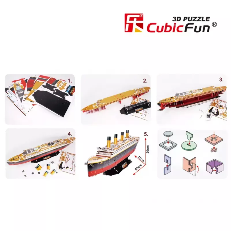 3D Puzzle Cubicfun Titanic Big T4011H — 1024 Teile, maßstabsgetreues Schiffsmodell