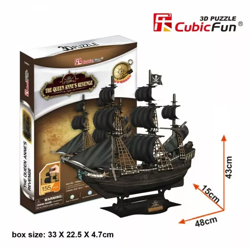 3D Puzzle CubicFun Piratenschiff 'Queen Anne's Revenge' Modell T4005H, Kartonbausatz