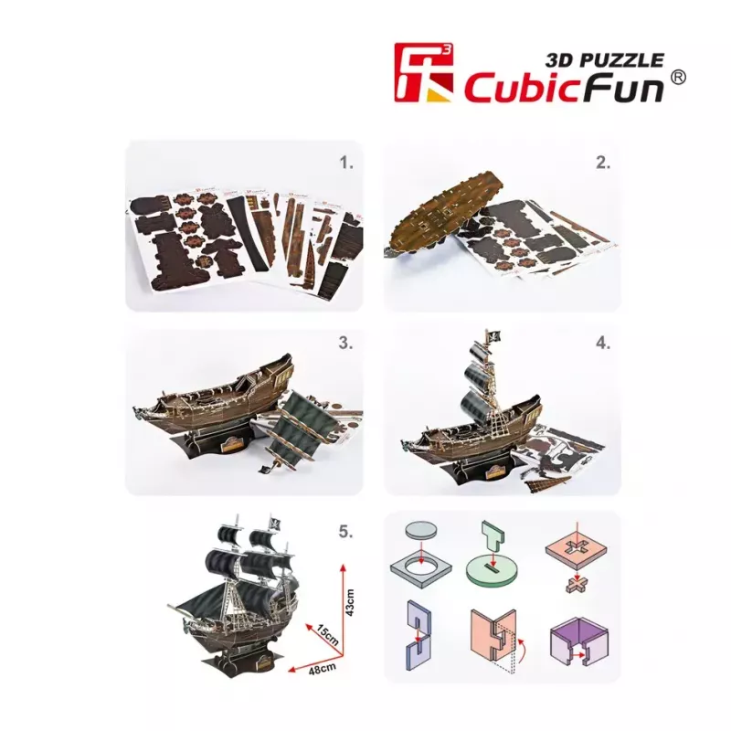 3D Puzzle CubicFun Piratenschiff 'Queen Anne's Revenge' Modell T4005H, Kartonbausatz