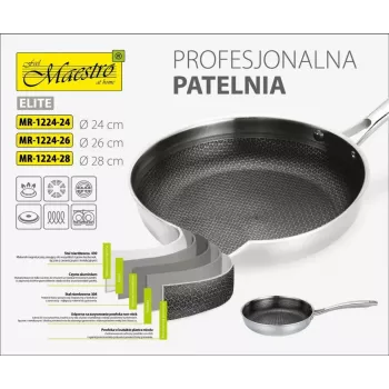 Allzweck-Bratpfanne Maestro MR-1224-28 28 cm, dreischichtiger Edelstahlkörper, antihaftbeschichtet, induktionsgeeignet