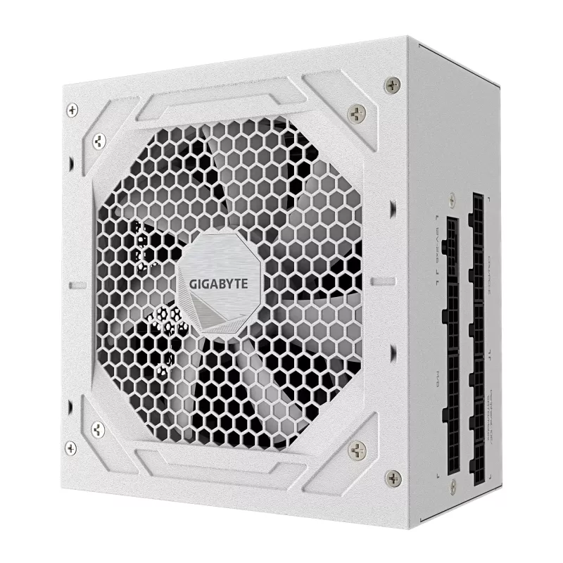 Netzteil GIGABYTE UD850GM PG5 V2 ICE – 850 W, PCIe Gen 5.1, 80 PLUS Gold, vollständig modular, 120-mm-Lüfter, ATX 3.1, UK-Stecker, Weiß
