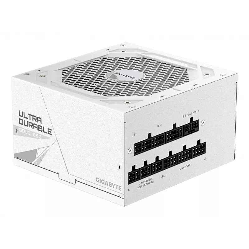 Netzteil GIGABYTE UD850GM PG5 V2 ICE – 850 W, PCIe Gen 5.1, 80 PLUS Gold, vollständig modular, 120-mm-Lüfter, ATX 3.1, UK-Stecker, Weiß