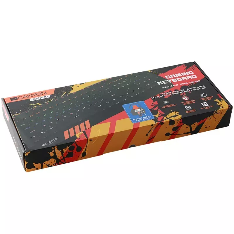 Mechanische Gaming-Tastatur CANYON Hazard GK-6 RGB kabelgebunden Schwarz US/RU-Layout
