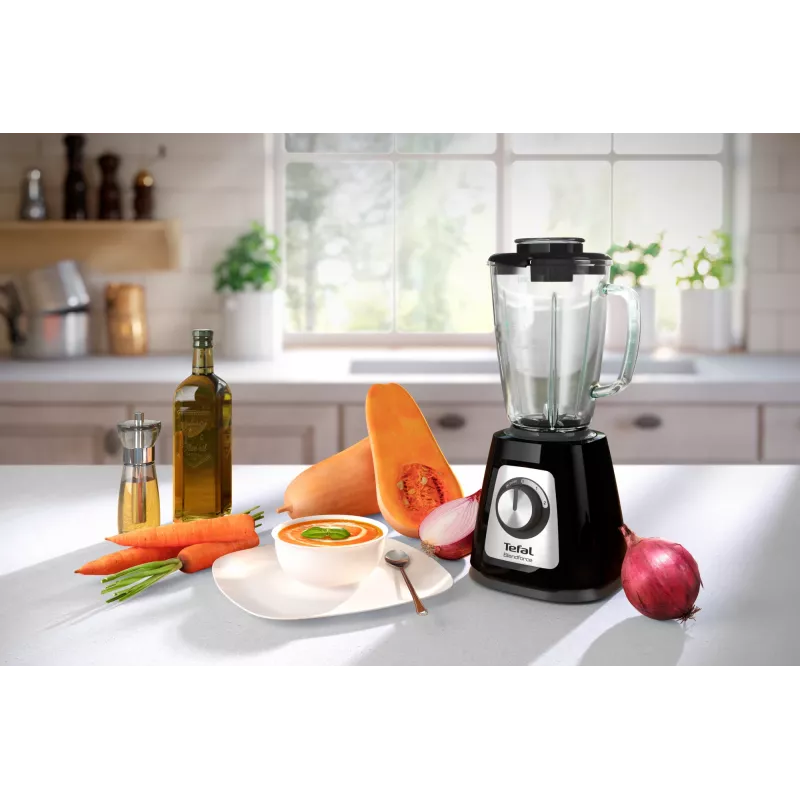 Tischmixer Tefal BL4358 – 800 W, 1,25 l Glaskrug, Eiszerkleinerung, Schwarz/Edelstahl gebürstet